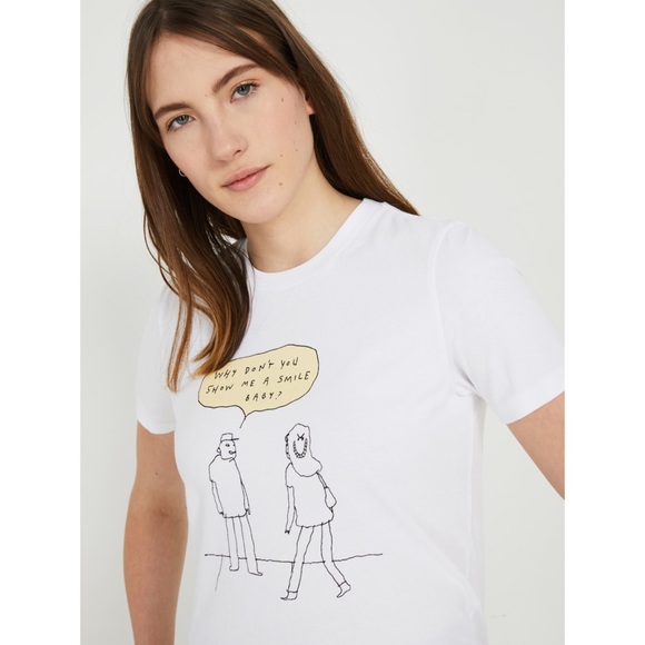 NWT Frank & Oak Liana Finck White Graphic Tee